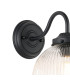 Afton Wall Light 20cm Acorn Ribbed Glass 1 x E27 Satin Black/Clear-5