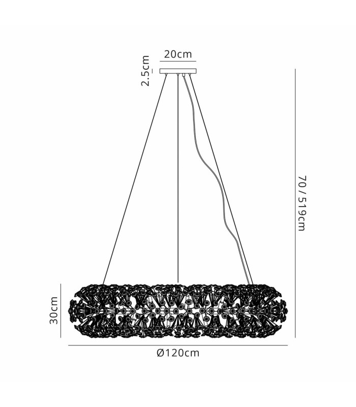 Salisbury 1.2m Ring Pendant 30 Light G9 Polished Chrome/Crystal Item Weight: 18kg-2