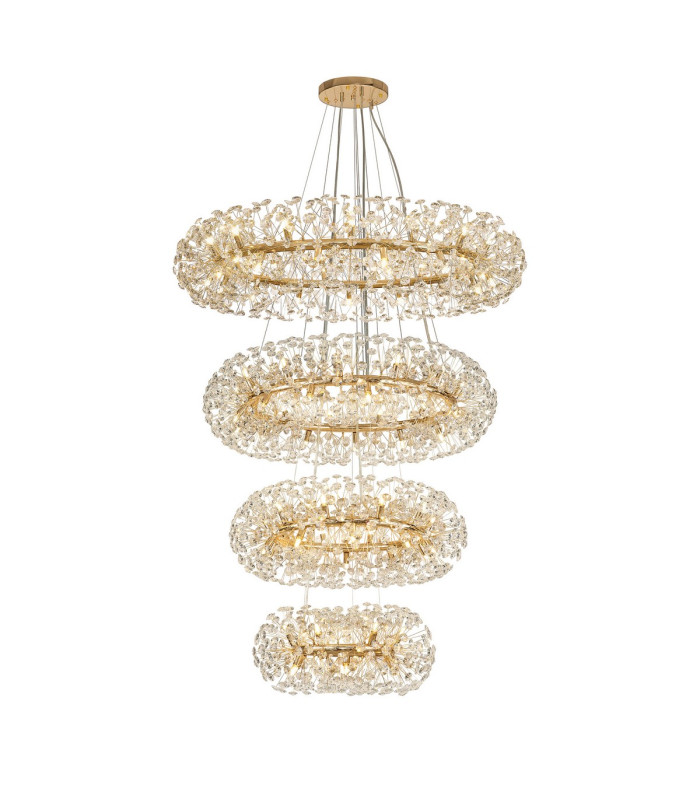 Salisbury 4 Tier 60cm + 80cm + 100cm + 120cm Pendant 12 + 20 + 26 + 30 Light G9 French Gold/Crystal Item Weight: 46kg-1