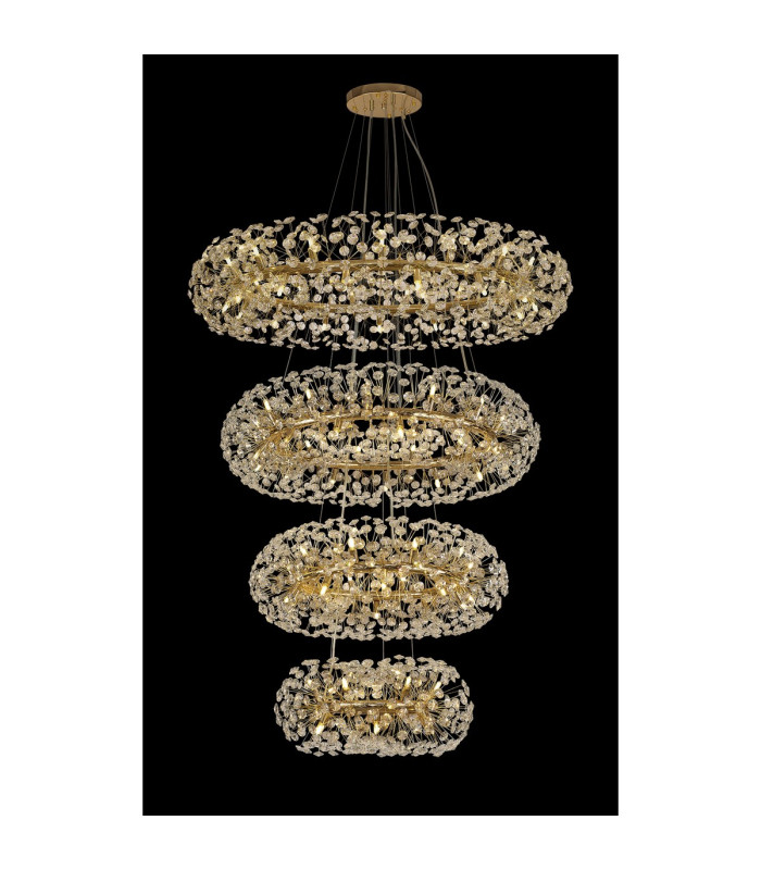 Salisbury 4 Tier 60cm + 80cm + 100cm + 120cm Pendant 12 + 20 + 26 + 30 Light G9 French Gold/Crystal Item Weight: 46kg-3