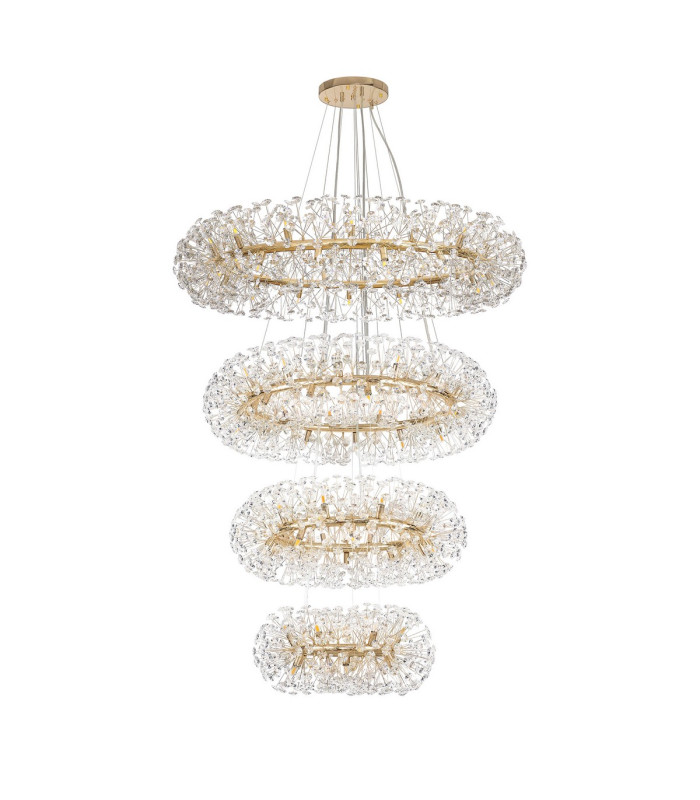 Salisbury 4 Tier 60cm + 80cm + 100cm + 120cm Pendant 12 + 20 + 26 + 30 Light G9 French Gold/Crystal Item Weight: 46kg-4