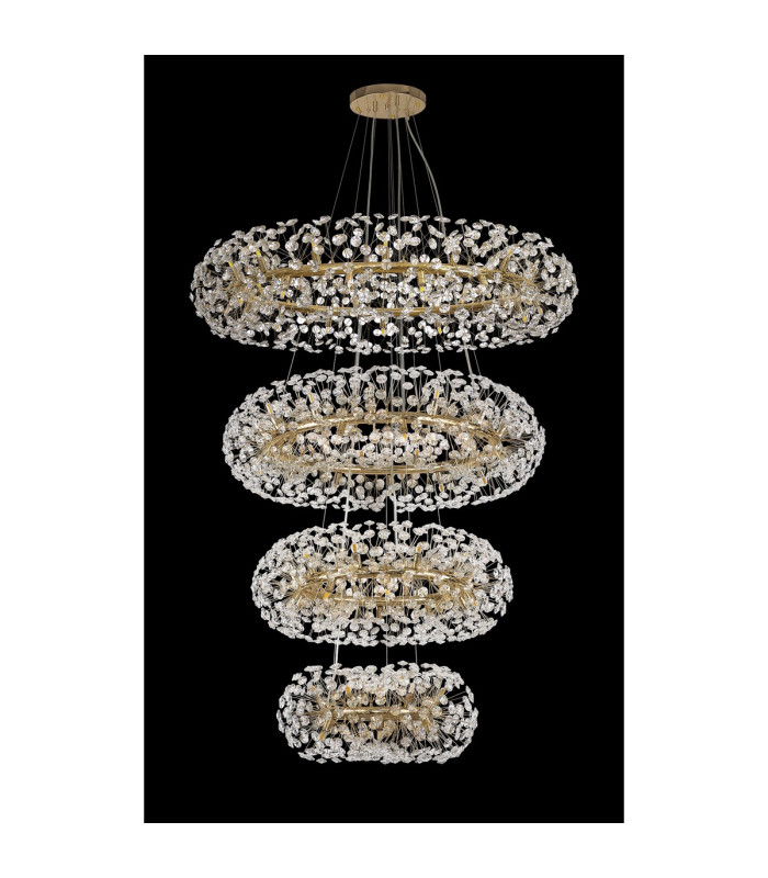 Salisbury 4 Tier 60cm + 80cm + 100cm + 120cm Pendant 12 + 20 + 26 + 30 Light G9 French Gold/Crystal Item Weight: 46kg-8