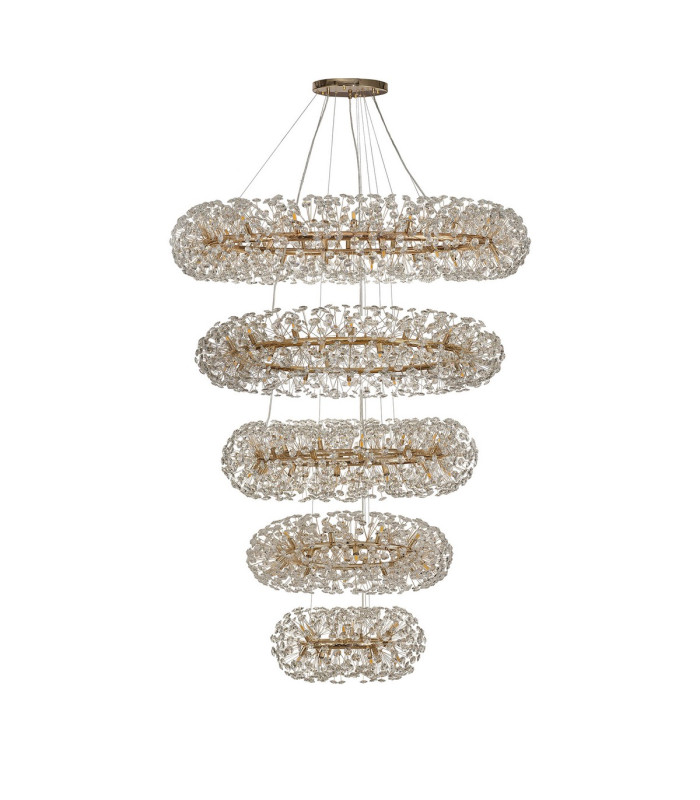 Salisbury 5 Tier 60cm + 80cm + 100cm + 120cm + 140cm Pendant Light G9 French Gold/Crystal Item Weight: 67kg-4