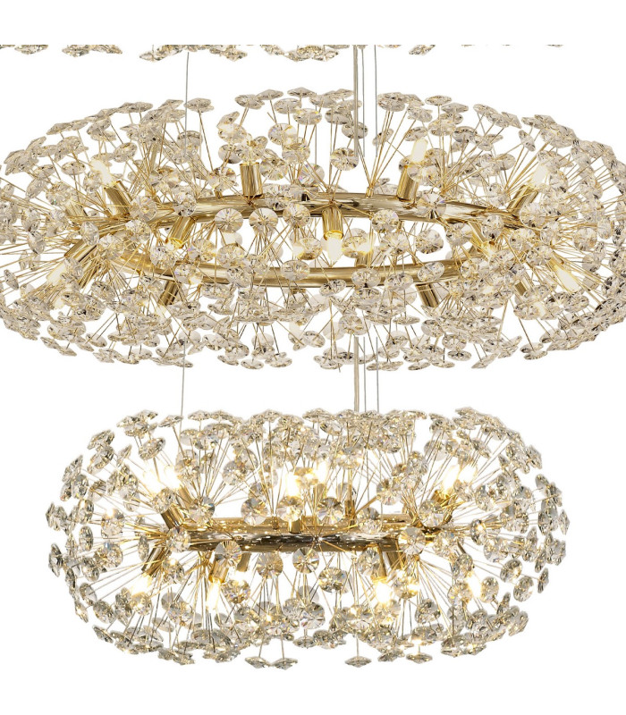 Salisbury 5 Tier 60cm + 80cm + 100cm + 120cm + 140cm Pendant Light G9 French Gold/Crystal Item Weight: 67kg-7