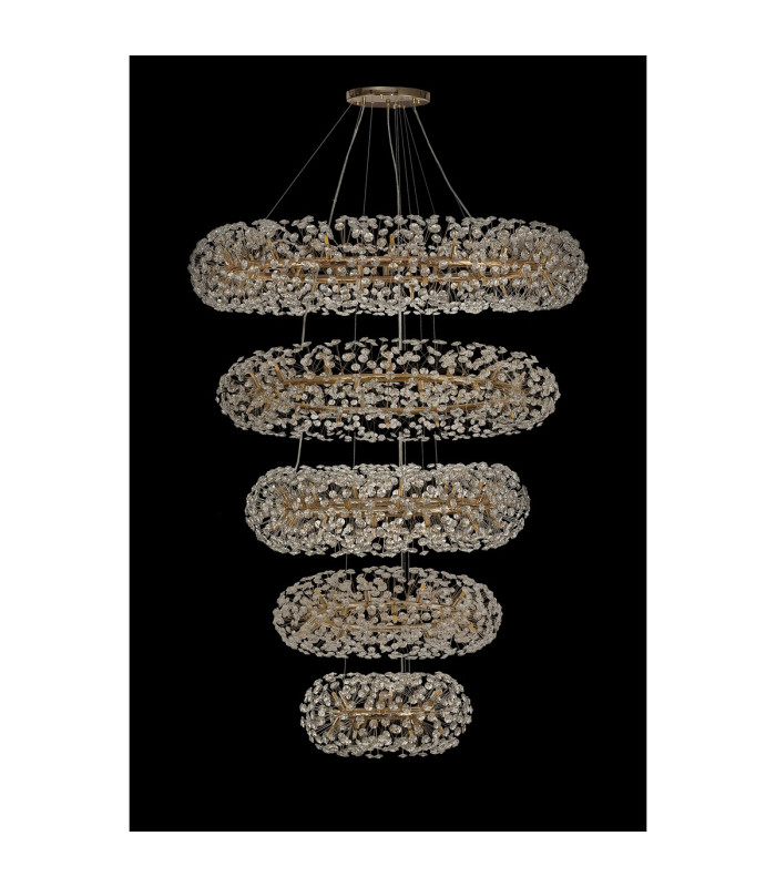 Salisbury 5 Tier 60cm + 80cm + 100cm + 120cm + 140cm Pendant Light G9 French Gold/Crystal Item Weight: 67kg-8