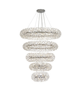 Salisbury 5 Tier 60cm + 80cm + 100cm + 120cm + 140cm Pendant Light G9 Polished Chrome/Crystal Item Weight: 67kg-1