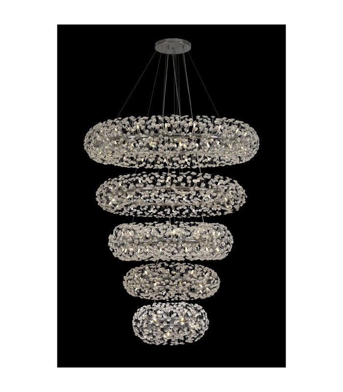 Salisbury 5 Tier 60cm + 80cm + 100cm + 120cm + 140cm Pendant Light G9 Polished Chrome/Crystal Item Weight: 67kg-3