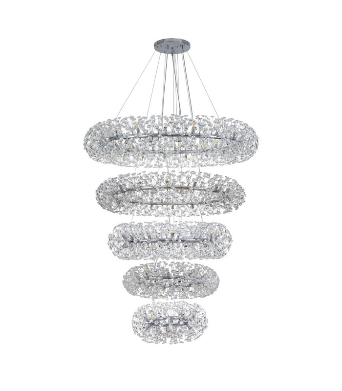 Salisbury 5 Tier 60cm + 80cm + 100cm + 120cm + 140cm Pendant Light G9 Polished Chrome/Crystal Item Weight: 67kg-4