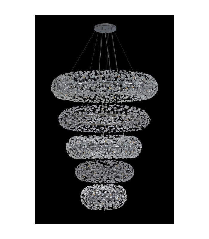 Salisbury 5 Tier 60cm + 80cm + 100cm + 120cm + 140cm Pendant Light G9 Polished Chrome/Crystal Item Weight: 67kg-8