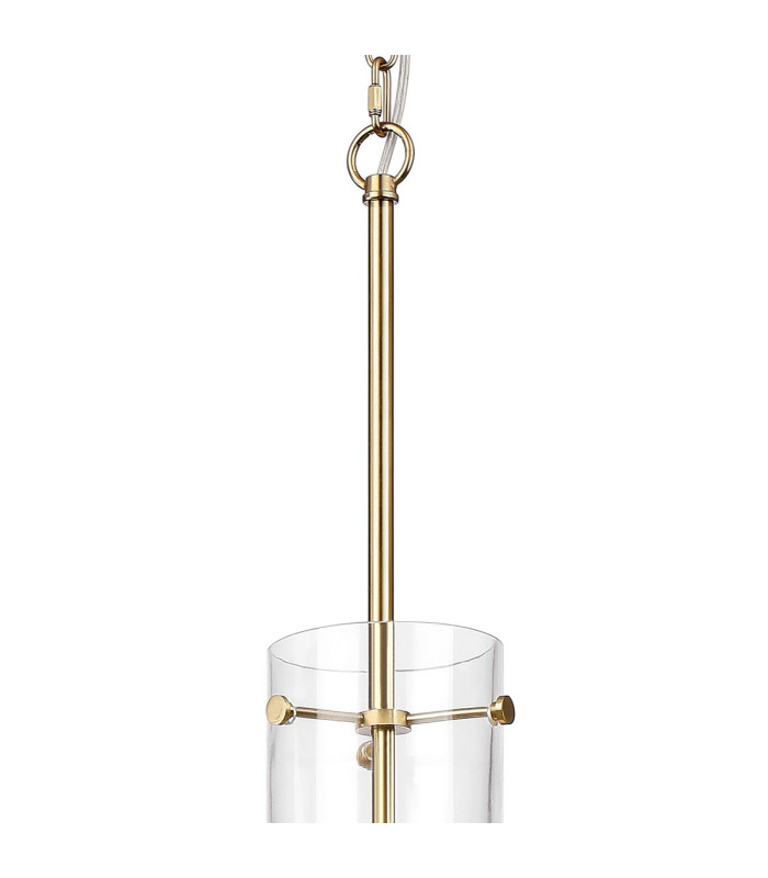 Lockport Fluted Ribbed Glass Pendant 1 x E27 Gold/Clear Glass-7