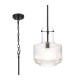 Lockport Fluted Ribbed Glass Pendant 1 x E27 Satin Black/Clear Glass-1