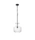 Lockport Fluted Ribbed Glass Pendant 1 x E27 Satin Black/Clear Glass-5