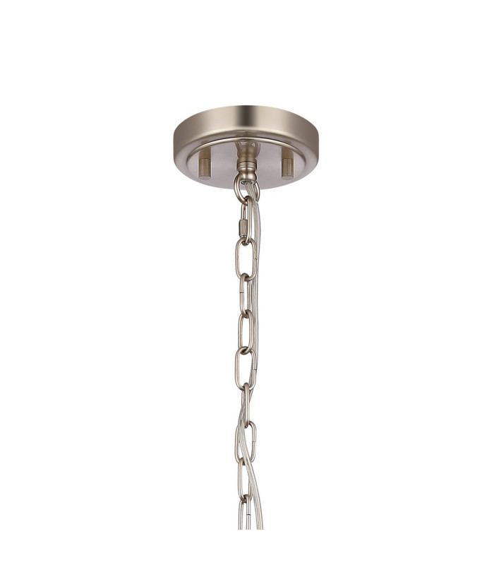 Lockport Fluted Ribbed Glass Pendant 1 x E27 Satin Nickel/Clear Glass-6