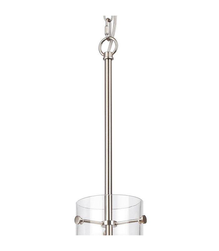 Lockport Fluted Ribbed Glass Pendant 1 x E27 Satin Nickel/Clear Glass-7