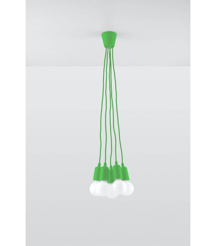 5 Light Ceiling Cluster Pendant Green - 4