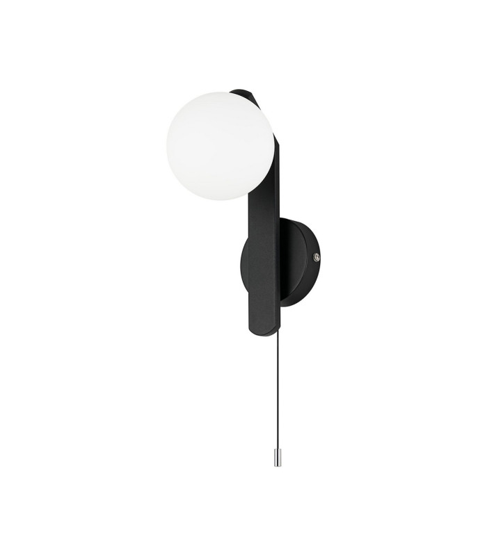 Cortland Pull Switch Wall Light 1 Light G9 IP44 Black/Polished Chrome/Opal Smooth Round Glass-7