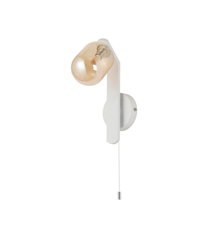 Cortland Pull Switch Wall Light 1 Light G9 IP44 White/Polished Chrome/Amber Smooth Tubular Glass-4