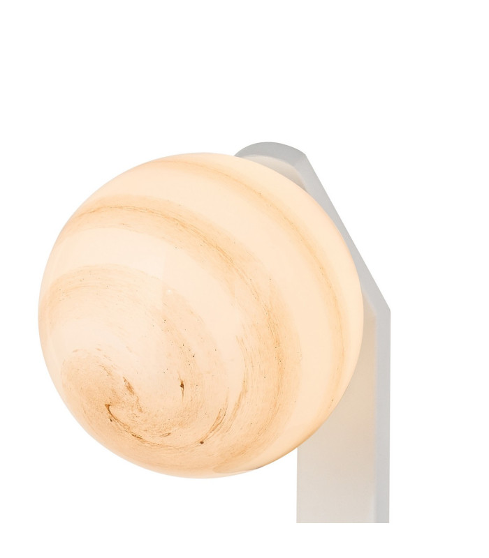 Cortland Pull Switch Wall Light 1 Light G9 IP44 White/Polished Chrome/Brown Round Marble Effect Glass-6