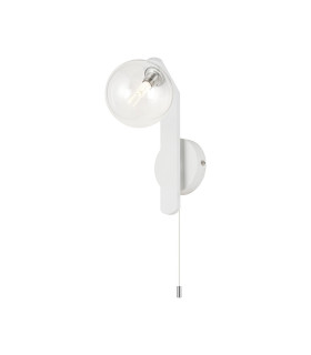 Cortland Pull Switch Wall Light 1 Light G9 IP44 White/Polished Chrome/Clear Smooth Round Glass-1