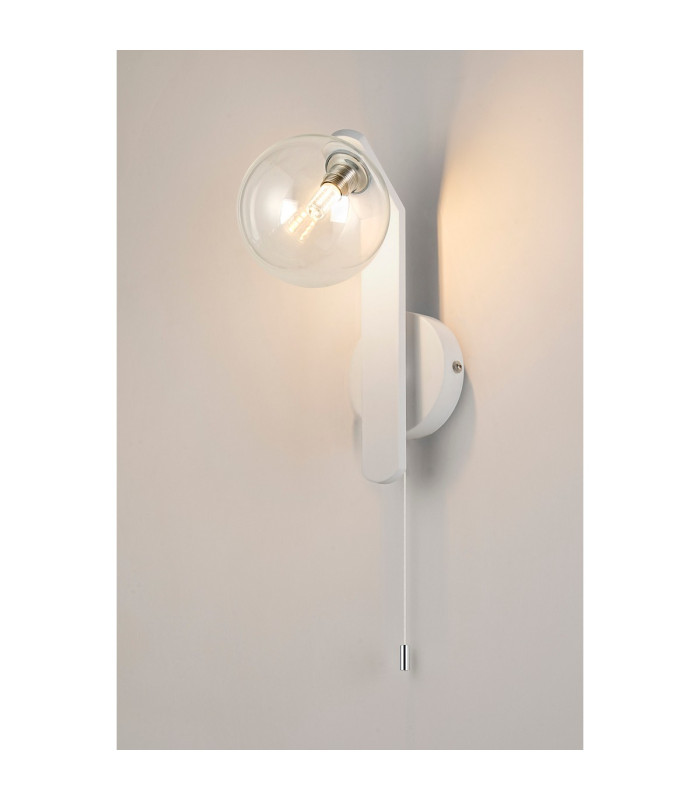 Cortland Pull Switch Wall Light 1 Light G9 IP44 White/Polished Chrome/Clear Smooth Round Glass-3