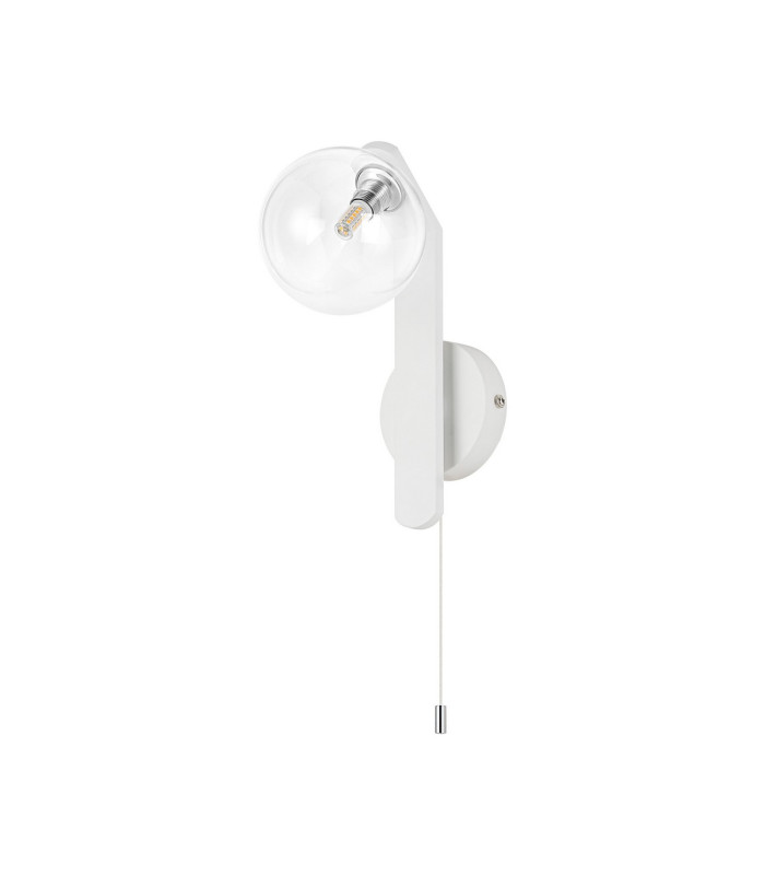 Cortland Pull Switch Wall Light 1 Light G9 IP44 White/Polished Chrome/Clear Smooth Round Glass-4