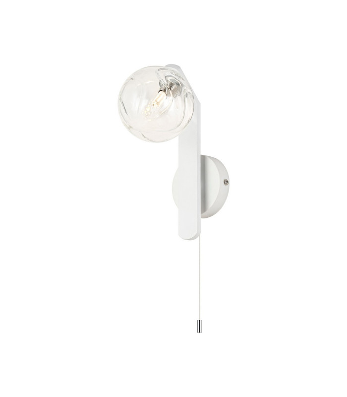 Cortland Pull Switch Wall Light 1 Light G9 IP44 White/Polished Chrome/Clear Waved Round Glass-1