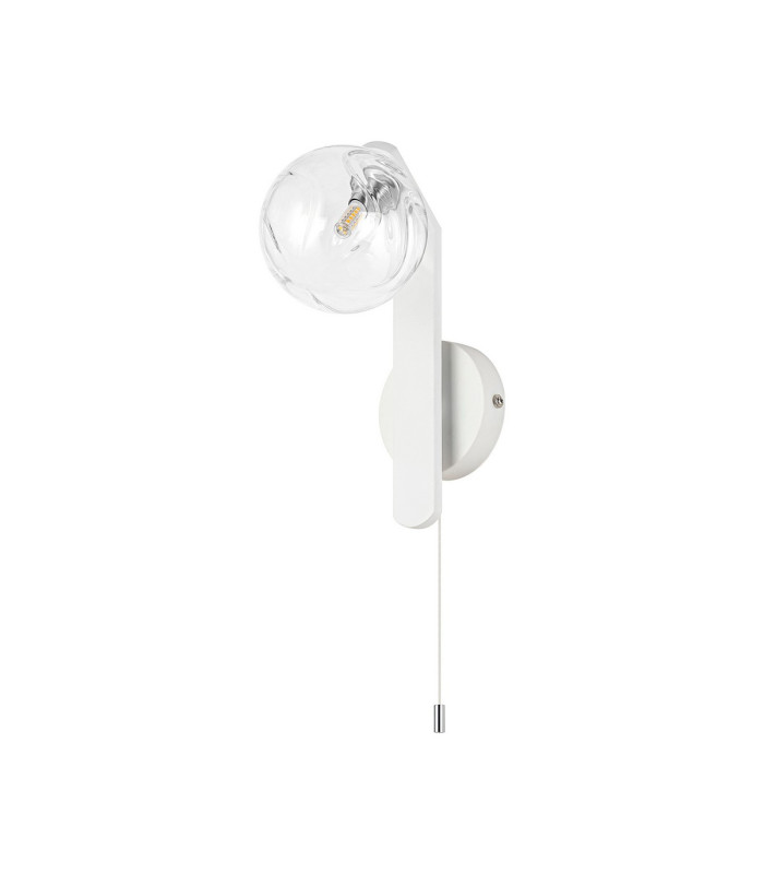Cortland Pull Switch Wall Light 1 Light G9 IP44 White/Polished Chrome/Clear Waved Round Glass-4