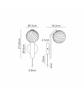 Cortland Pull Switch Wall Light 1 Light G9 IP44 White/Polished Chrome/Clear Swirl Round Glass-2
