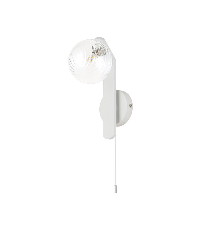 Cortland Pull Switch Wall Light 1 Light G9 IP44 White/Polished Chrome/Clear Swirl Round Glass-4