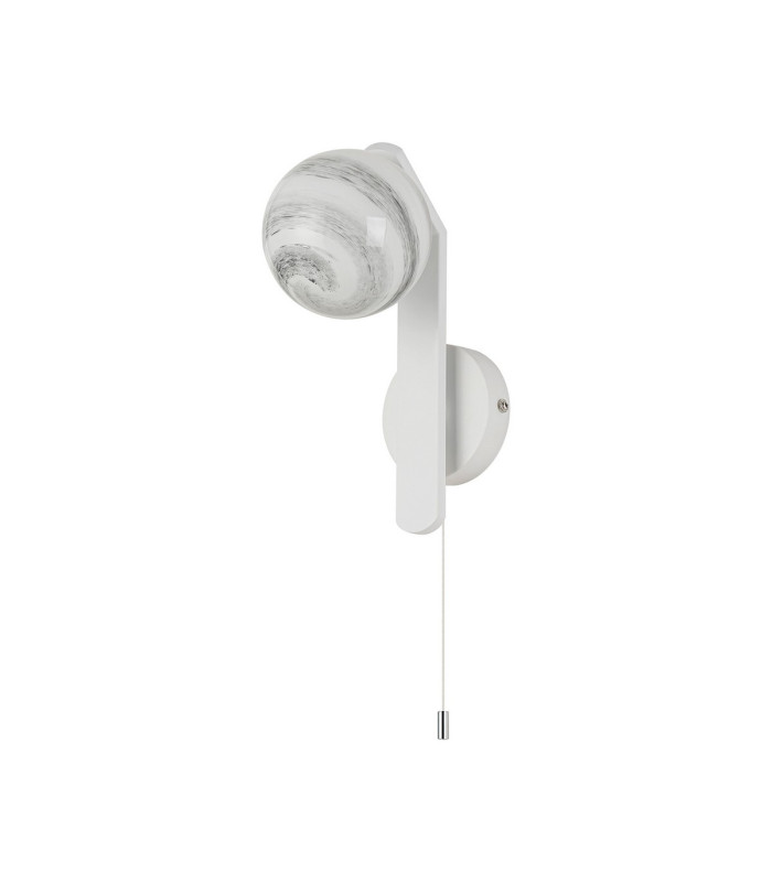 Cortland Pull Switch Wall Light 1 Light G9 IP44 White/Polished Chrome/Grey Round Marble Effect Glass-4