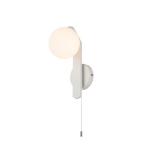 Cortland Pull Switch Wall Light 1 Light G9 IP44 White/Polished Chrome/Opal Smooth Round Glass-1