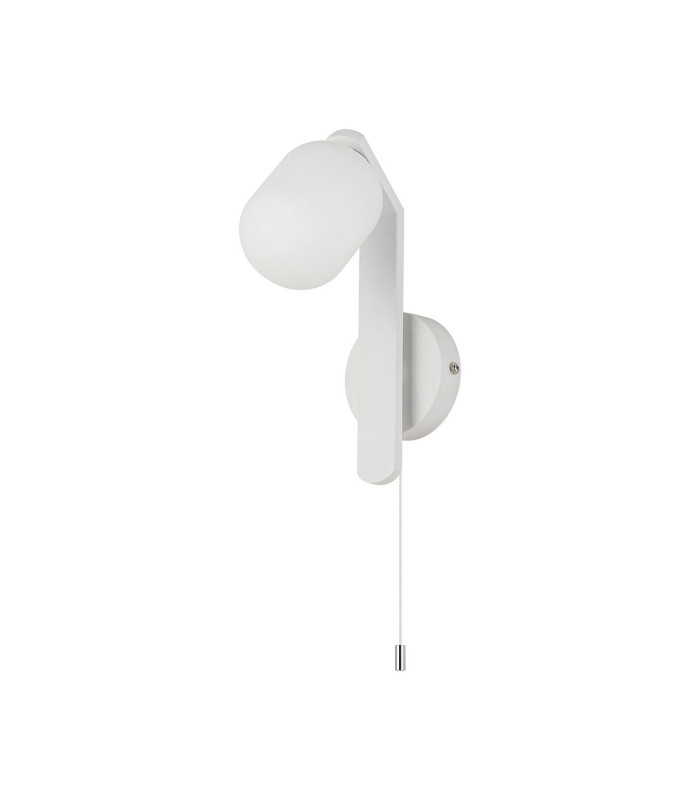 Cortland Pull Switch Wall Light 1 Light G9 IP44 White/Polished Chrome/Opal Smooth Tubular Glass-4