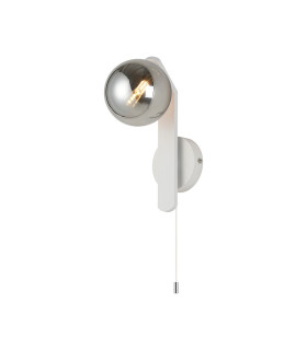Cortland Pull Switch Wall Light 1 Light G9 IP44 White/Polished Chrome/Smoke Smooth Round Glass-1