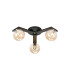 Cortland 51cm Flush Ceiling 3 Light G9 IP44 Black/Polished Chrome/Amber Smooth Round Glass-1
