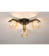 Cortland 51cm Flush Ceiling 3 Light G9 IP44 Black/Polished Chrome/Amber Smooth Round Glass-3