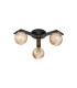 Cortland 51cm Flush Ceiling 3 Light G9 IP44 Black/Polished Chrome/Amber Ribbed Round Glass-1