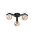 Cortland 51cm Flush Ceiling 3 Light G9 IP44 Black/Polished Chrome/Amber Ribbed Round Glass-3