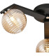 Cortland 51cm Flush Ceiling 3 Light G9 IP44 Black/Polished Chrome/Amber Ribbed Round Glass-4