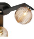 Cortland 51cm Flush Ceiling 3 Light G9 IP44 Black/Polished Chrome/Amber Ribbed Round Glass-6