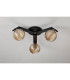Cortland 51cm Flush Ceiling 3 Light G9 IP44 Black/Polished Chrome/Amber Ribbed Round Glass-7