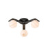 Cortland 51cm Flush Ceiling 3 Light G9 IP44 Black/Polished Chrome/Brown Round Marble Effect Glass-1