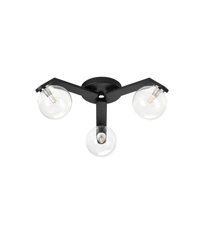 Cortland 51cm Flush Ceiling 3 Light G9 IP44 Black/Polished Chrome/Clear Smooth Round Glass-4