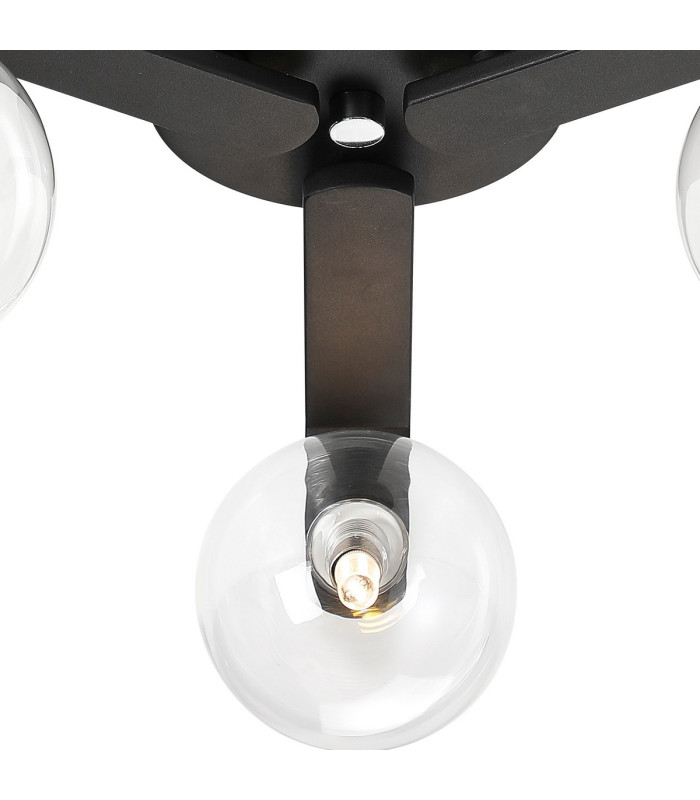 Cortland 51cm Flush Ceiling 3 Light G9 IP44 Black/Polished Chrome/Clear Smooth Round Glass-6
