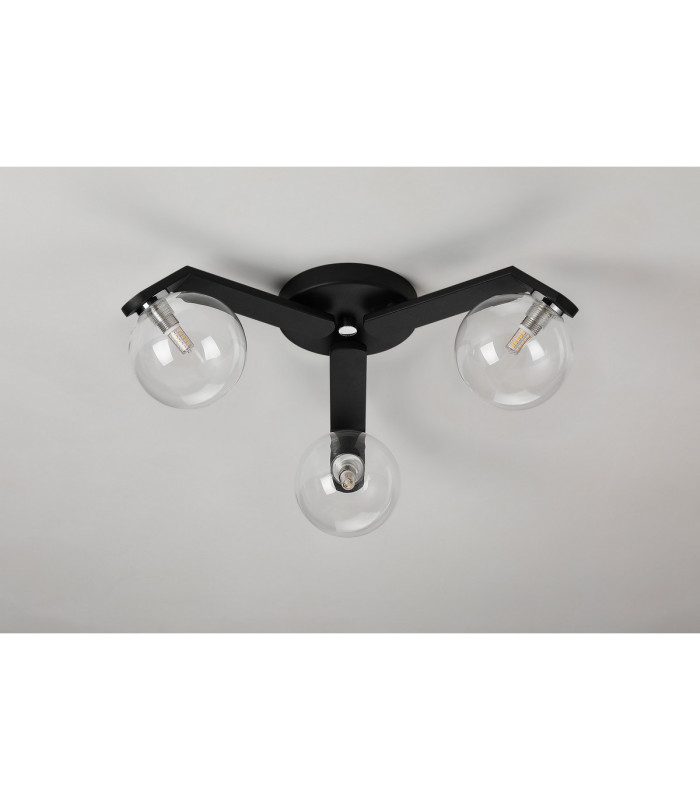 Cortland 51cm Flush Ceiling 3 Light G9 IP44 Black/Polished Chrome/Clear Smooth Round Glass-8