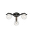 Cortland 51cm Flush Ceiling 3 Light G9 IP44 Black/Polished Chrome/Clear Ribbed Round Glass-1