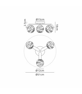 Cortland 51cm Flush Ceiling 3 Light G9 IP44 Black/Polished Chrome/Clear Dune Effect Round Glass-2