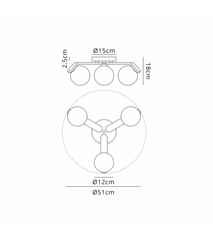 Cortland 51cm Flush Ceiling 3 Light G9 IP44 Black/Polished Chrome/Opal Smooth Round Glass-2