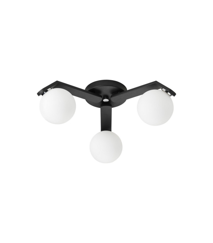Cortland 51cm Flush Ceiling 3 Light G9 IP44 Black/Polished Chrome/Opal Smooth Round Glass-3