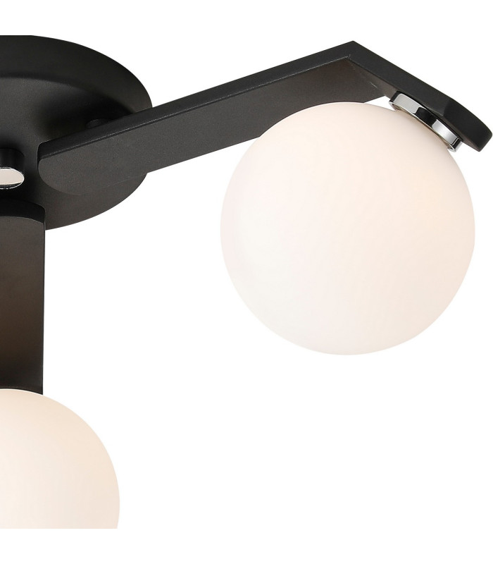 Cortland 51cm Flush Ceiling 3 Light G9 IP44 Black/Polished Chrome/Opal Smooth Round Glass-6