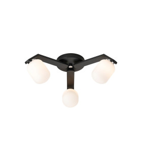 Cortland 51cm Flush Ceiling 3 Light G9 IP44 Black/Polished Chrome/Opal Smooth Tubular Glass-1